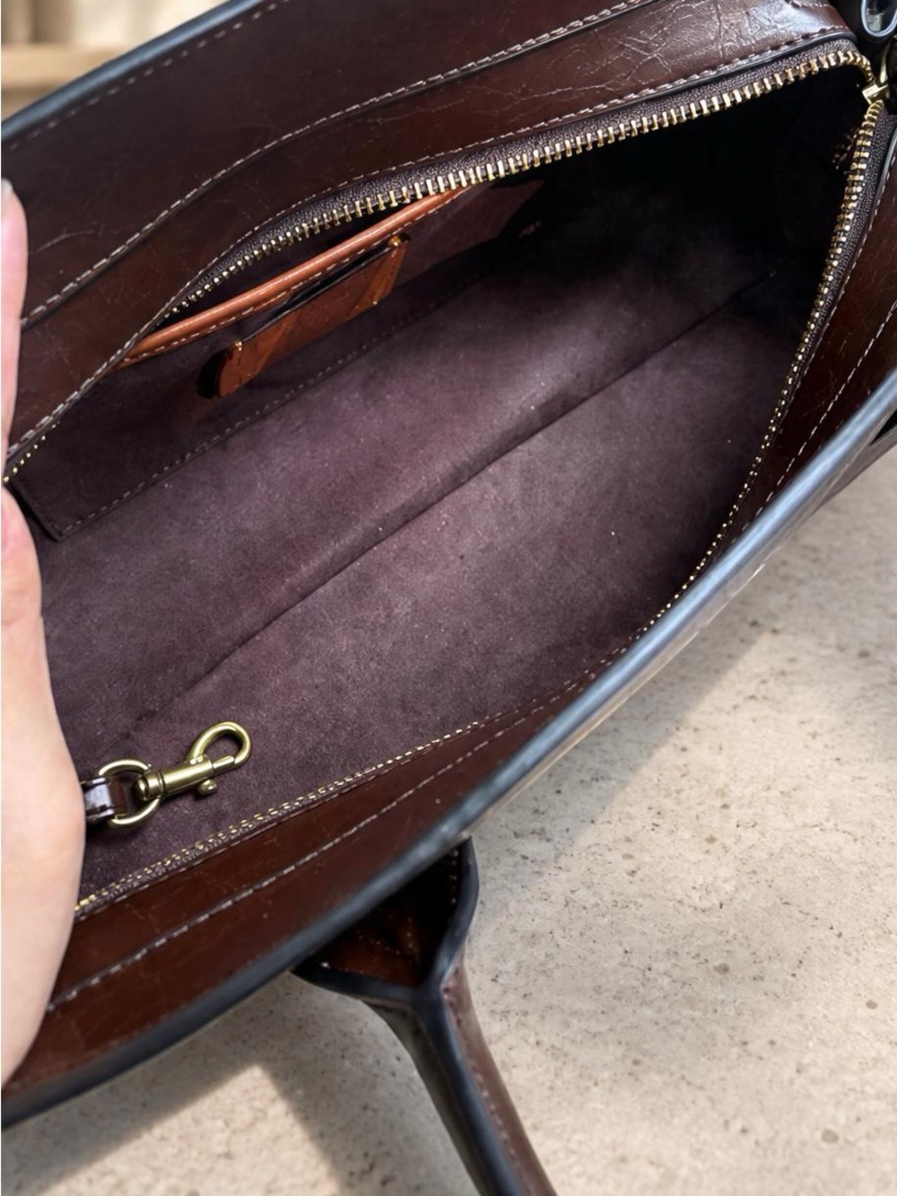 Coach Dark Brown Leather Top-Handle Shoulder Bag - Picture 5 of 6